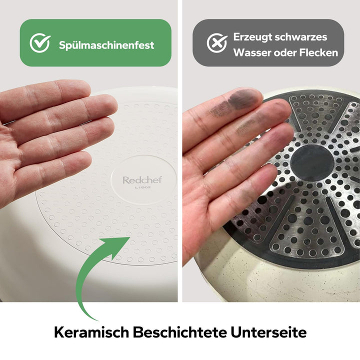 Kochgeschirr-Set 16-teilig Keramik Antihaft mit abnehmbaren Griffen stapelbar - Bild 6