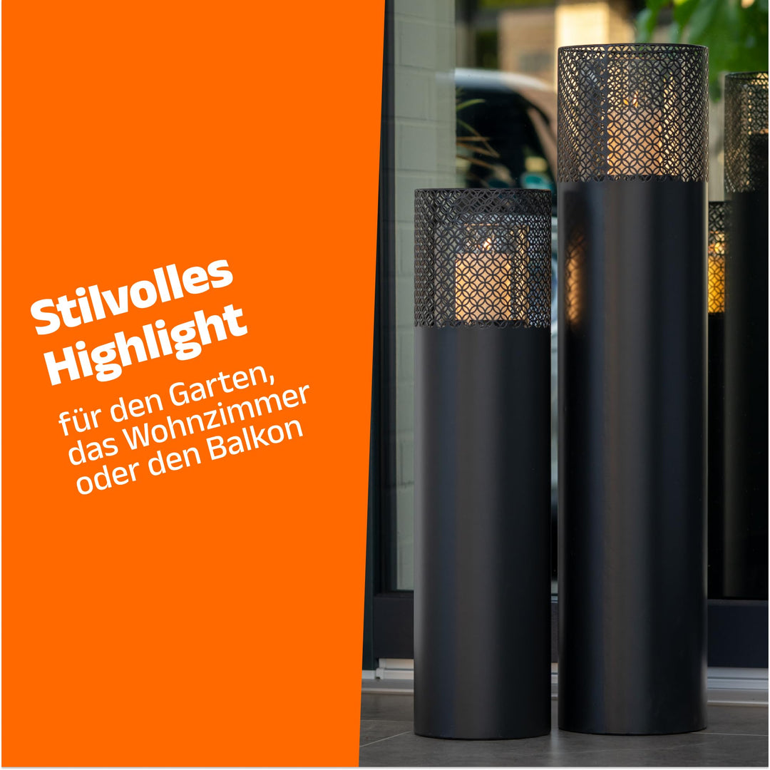 Windlichtsäule Anthrazit 2er Set Industrial Design 95cm + 75cm - Bild 6