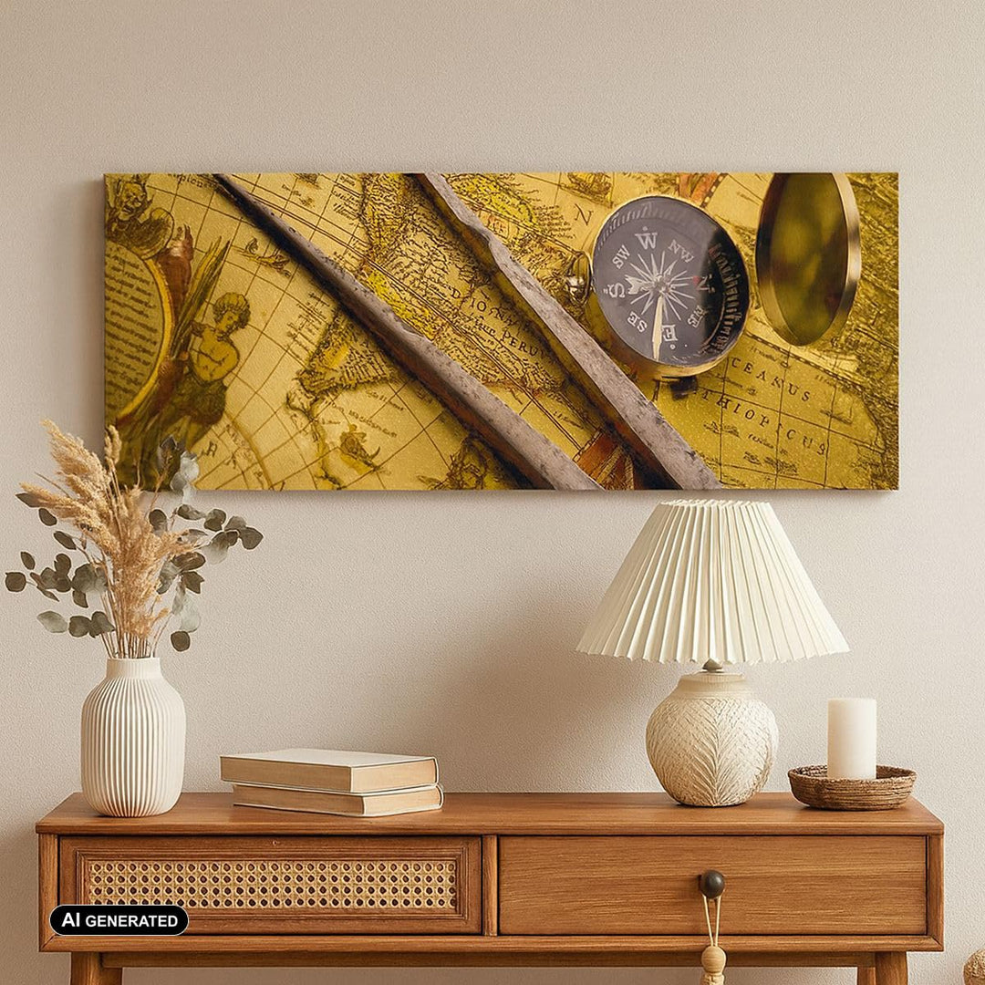 Leinwandbild Weltkarte Vintage 100x40cm aufhängefertig - Bild 4