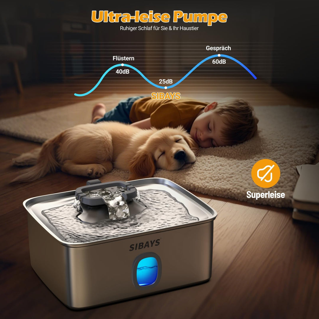 Haustier-Trinkbrunnen Edelstahl 15L mit LED &amp; 5-stufigem Filter - Bild 5