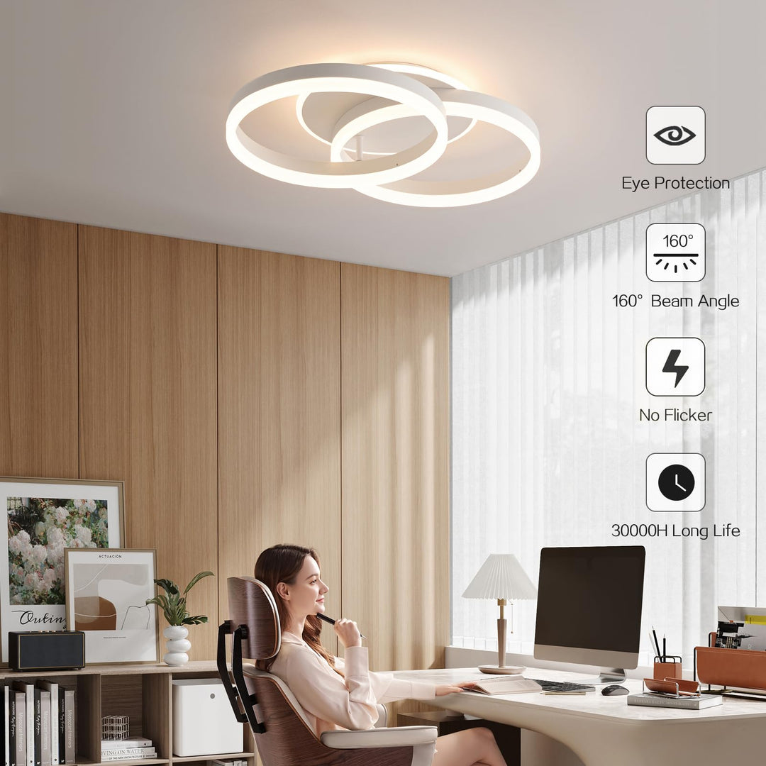 LED Deckenleuchte 2-Ring-Design 36W dimmbar mit Fernbedienung Weiss - Bild 3