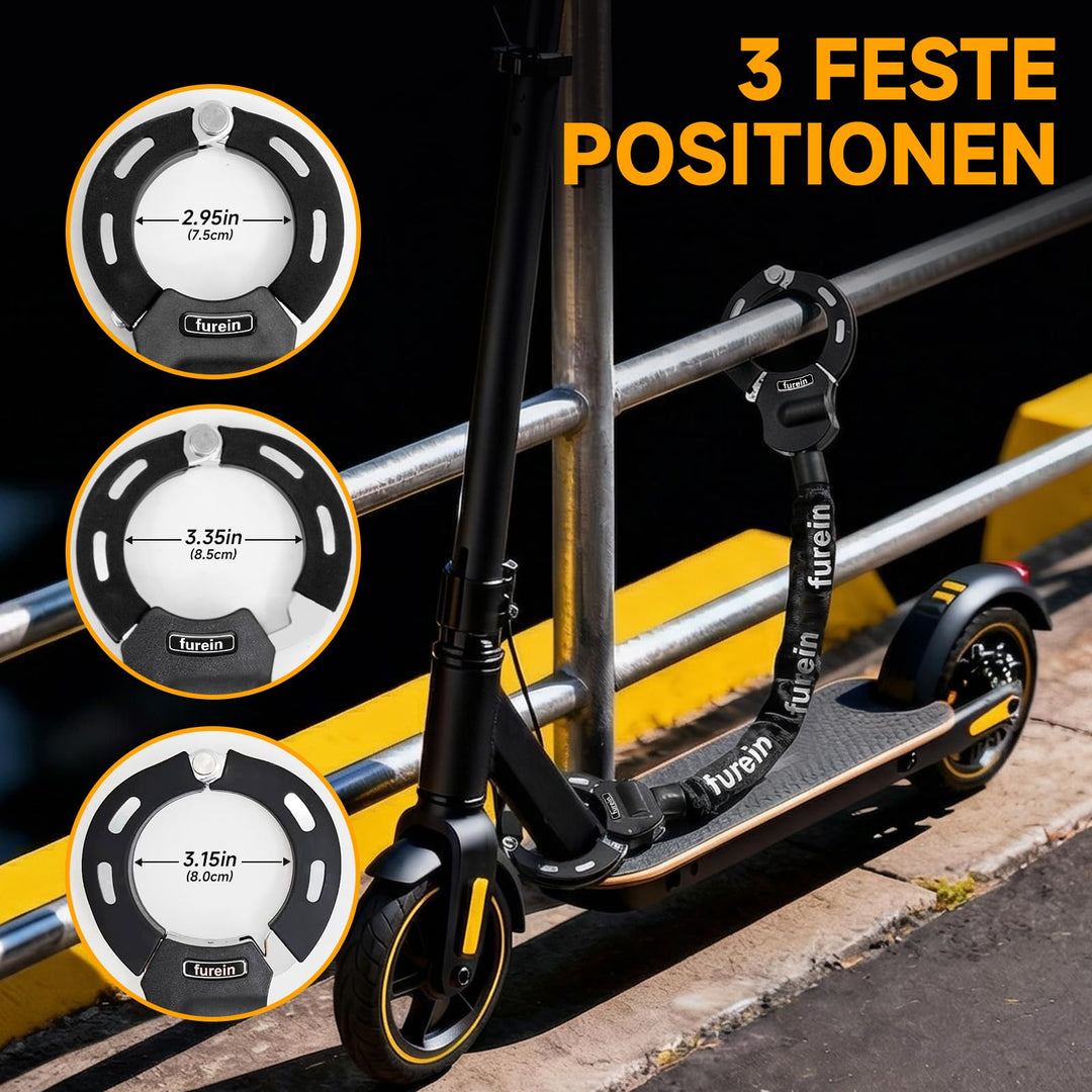 Kettenschloss E-Scooter Stahl 91 cm mit Tasche 4L schwarz - Bild 4
