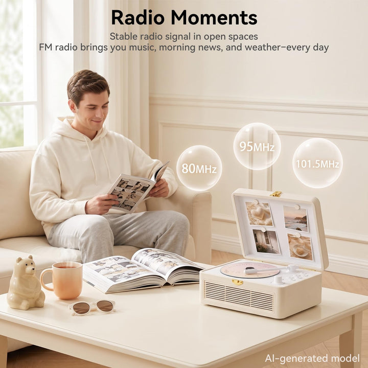 Retro CD-Player mit Bluetooth FM-Radio USB AUX Akku tragbar - Bild 5