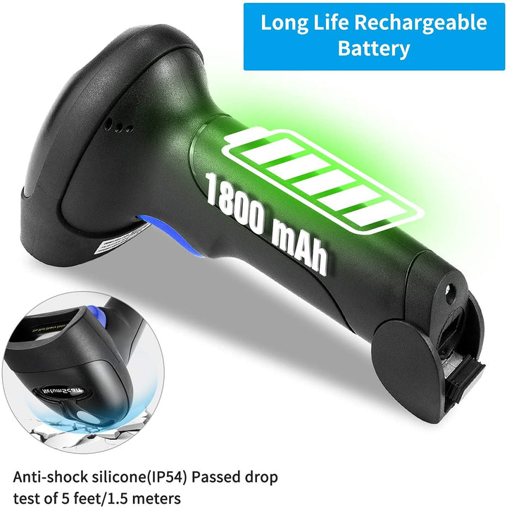 2D Barcode Scanner kabellos mit Ständer USB QR PDF417 Datenmatrix
