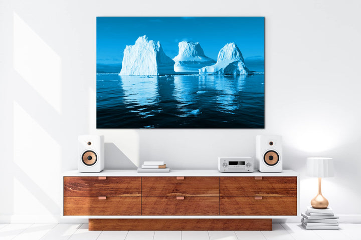 Leinwandbild Eisberge Monochrom Blau auf Echtholzrahmen 80x60 cm - Bild 5