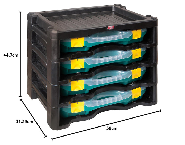 Stapelbare Multibox mit 4 Kleinteileboxen Polypropylen 447x314x360mm - Bild 5