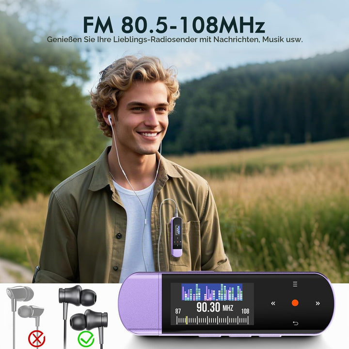 MP3 Player Clip 64GB Bluetooth 5.3 mit FM Radio &amp; Recorder - Bild 7