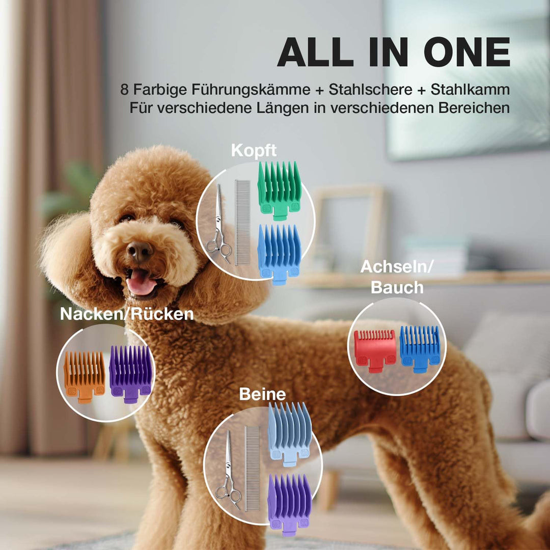 Hundeschermaschine leise 55dB Keramikklinge USB-C für dickes Fell - Bild 3