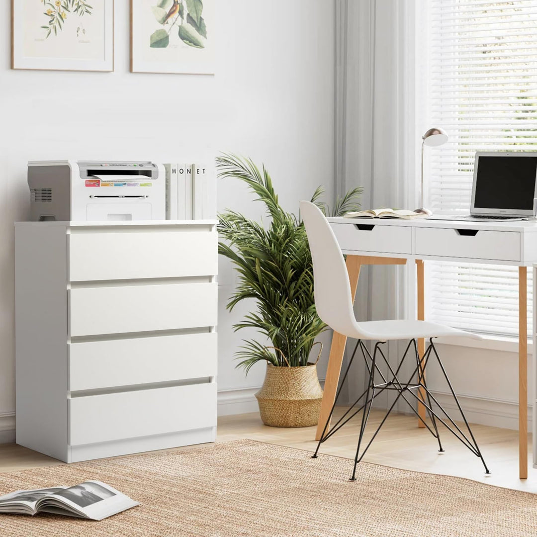 Kommode Schlafzimmer 4 Schubladen Spanplatte Weiss Modern - Bild 9