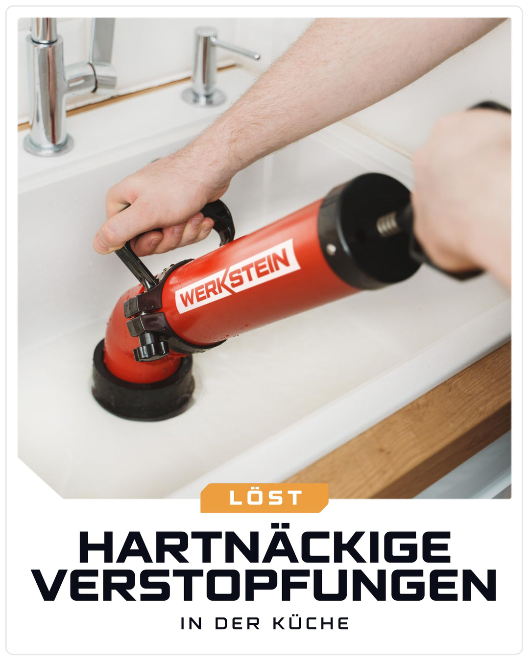 Rohrreinigungspumpe Druckluft ABS mit 2 Gummi-Adaptern für Abflüsse - Bild 7