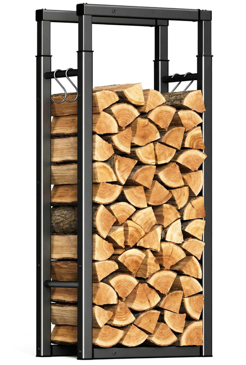 Brennholzregal Metall verstellbar 9 Grössen mit 4 Haken, In- & Outdoor