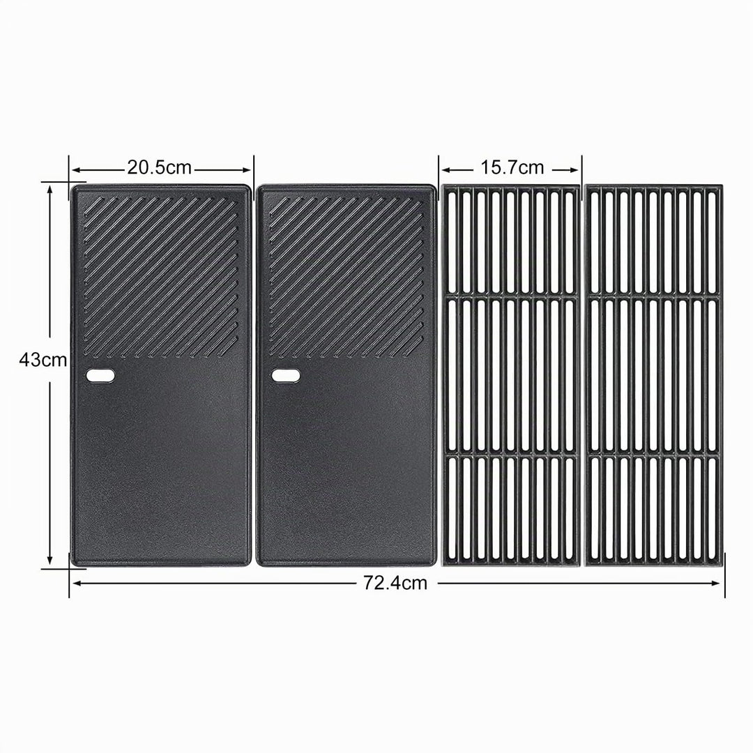 Gusseisenrost und Grillplatte 43x72,5cm fuer 4-Brenner Gasgrills - Bild 2