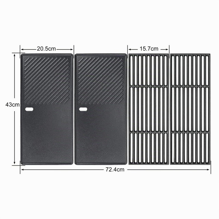 Gusseisenrost und Grillplatte 43x72,5cm fuer 4-Brenner Gasgrills - Bild 2