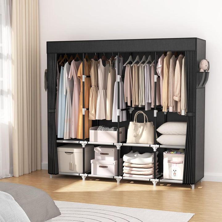Faltschrank Stoff mit Abdeckung 170x45x167 cm 4 Kleiderstangen - Bild 2