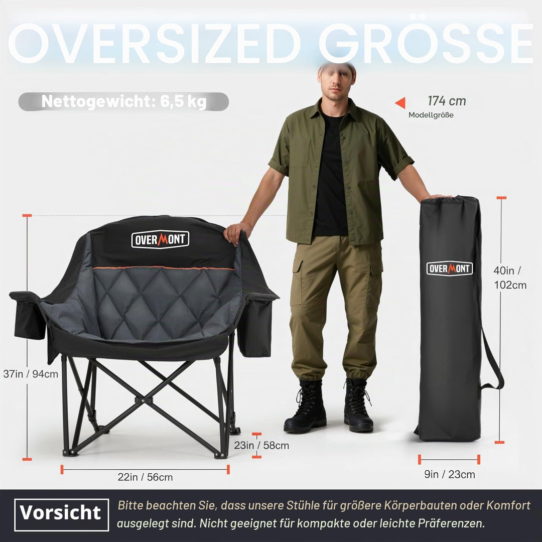Campingstuhl XXL klappbar gepolstert mit Kühltasche 204 kg - Bild 2