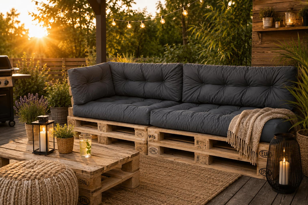 Palettenkissen Set 3-teilig 120x80x18cm Anthrazit In- &amp; Outdoor - Bild 6