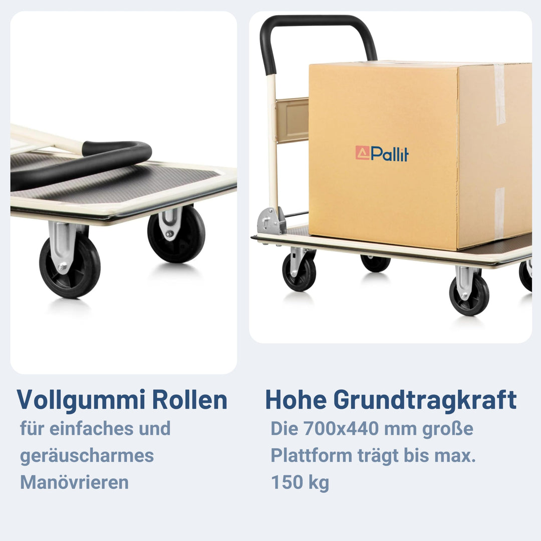 Plattformwagen klappbar 150 kg mit Anti-Rutsch-Beschichtung Stahl - Bild 3