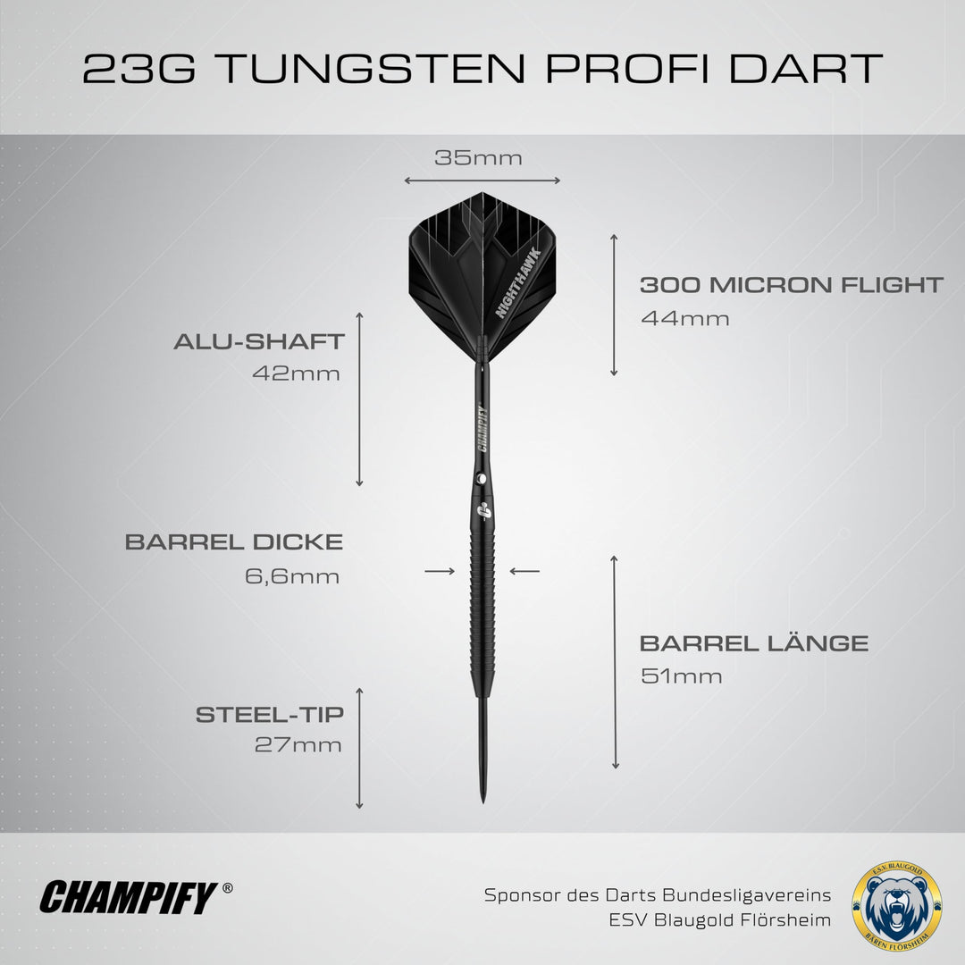 Steeldart Set 90% Tungsten 23g mit Darttasche, 9 Schäfte &amp; Flights - Bild 6