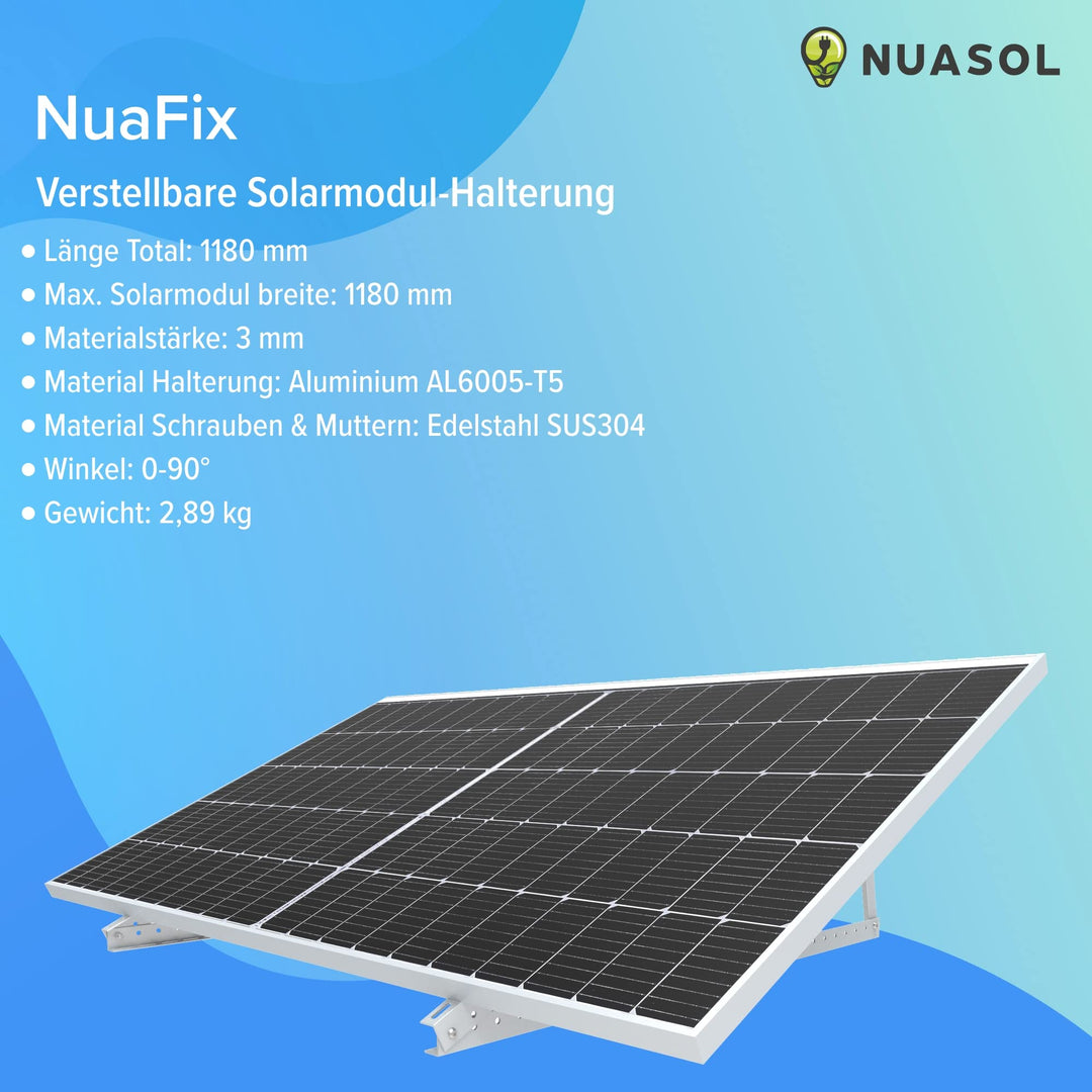 Solarmodul-Halterung Flachdach Aluminium 118 cm 0-90° für 2 Module - Bild 5