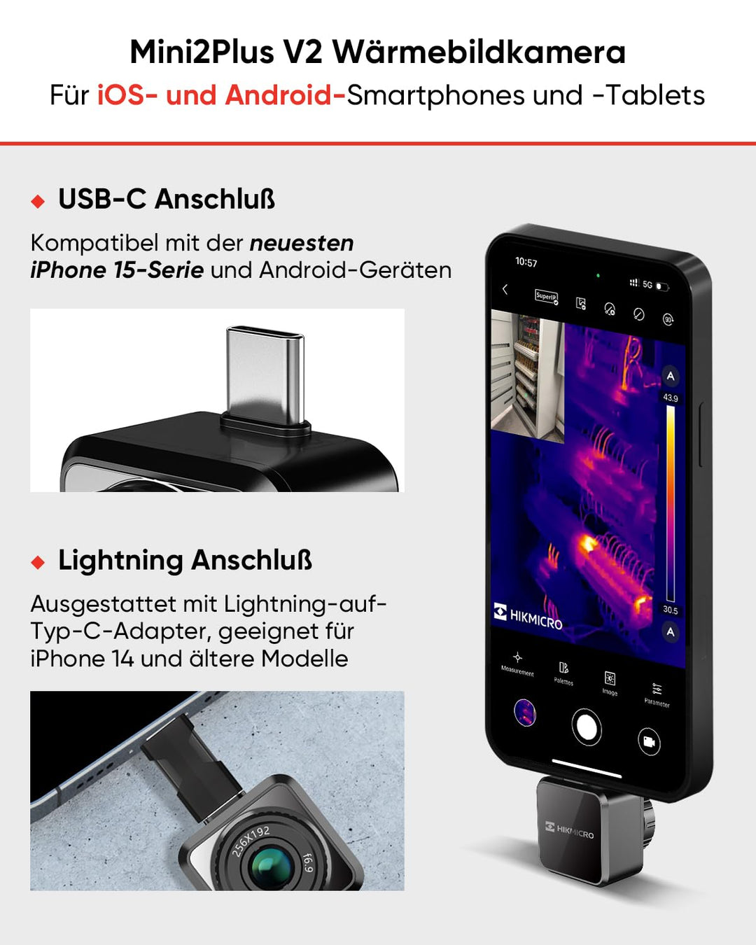 Wärmebildkamera Smartphone 512x384 SuperIR USB-C für Inspektion - Bild 2
