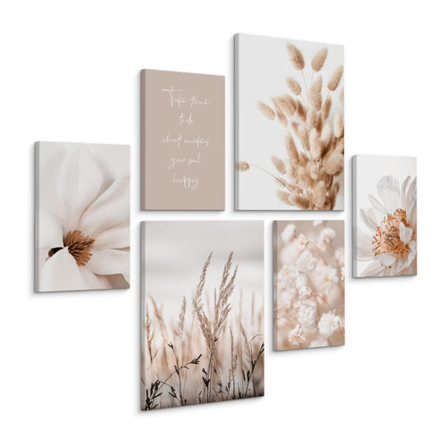 Leinwandbild-Set 6-teilig Boho Beige 2x30x40 + 4x20x30 cm