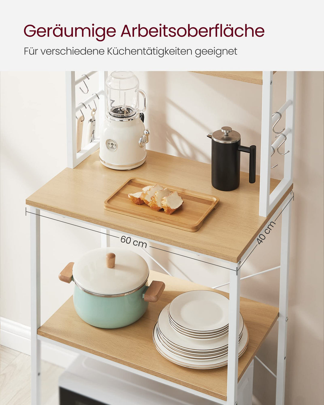 Küchenregal 6 Ebenen höhenverstellbar Stahl-Spanplatte 40x60x167 cm - Bild 6
