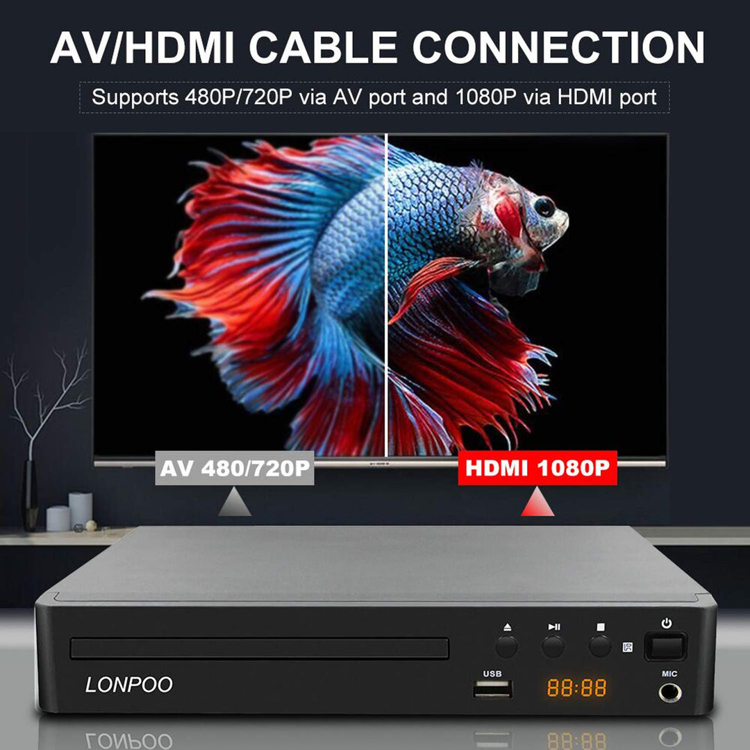 DVD-Player HDMI 1080p Upscaling Region Free für Fernseher - Bild 3