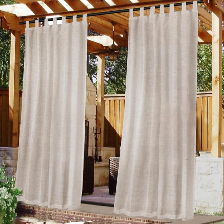 Outdoor Vorhang Leinenoptik wasserdicht halbtransparent 2er Set 213x132 cm