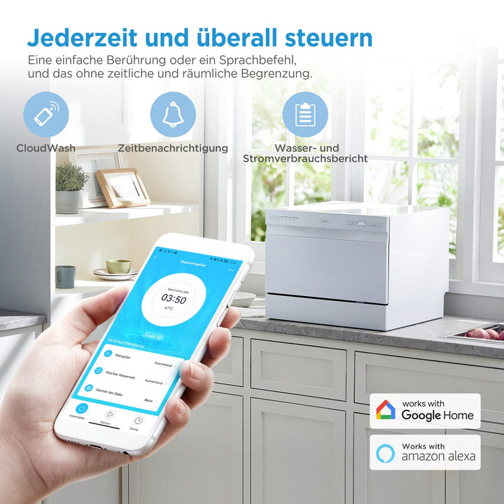 Tischgeschirrspüler 6 Maßgedecke mit App-Steuerung kompakt weiss - Bild 4