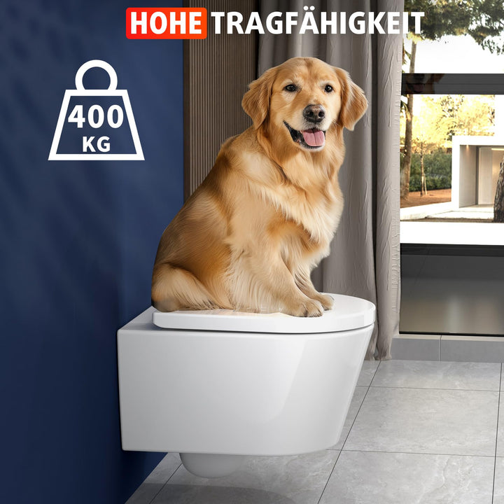 Hänge-WC spülrandlos 48.5 cm Soft-Close Doppelspülung Keramik - Bild 6