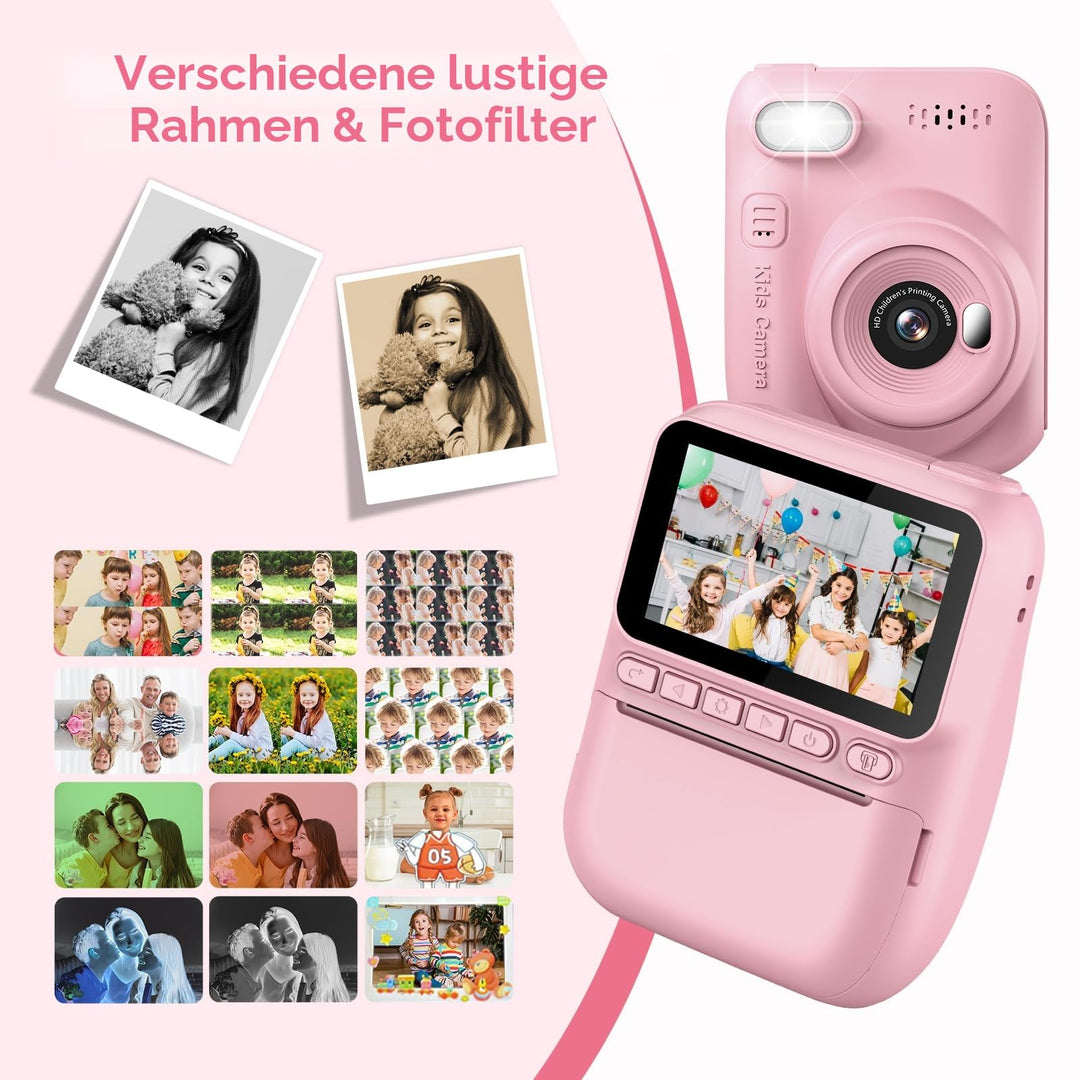 Sofortbildkamera Kinder mit Sofortdruck 14MP 3-Zoll-Display Rosa - Bild 6