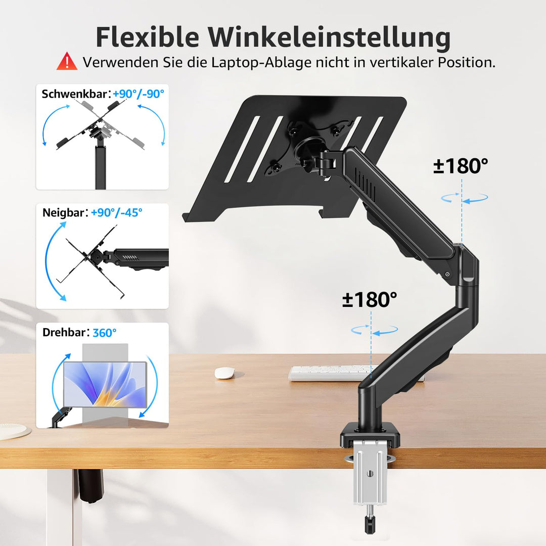 Monitor Halterung mit Laptopablage 13-32 Zoll Gasfeder 2-in-1 - Bild 4