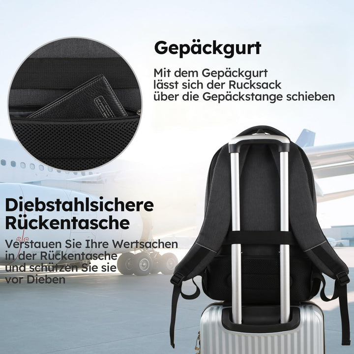 Laptop Rucksack 20 Zoll wasserabweisend 17" Fach 20+ Taschen Reise - Bild 6