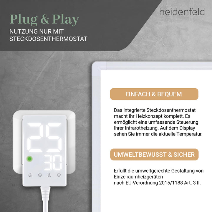 Infrarotheizung 1000 Watt fuer Raeume bis 25 m² mit Thermostat - Bild 6