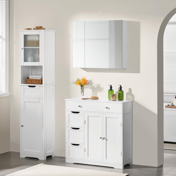 Spiegelschrank Bad Weiss 3 Spiegeltüren 70,5x15x60,5 cm Hängeschrank - Bild 8