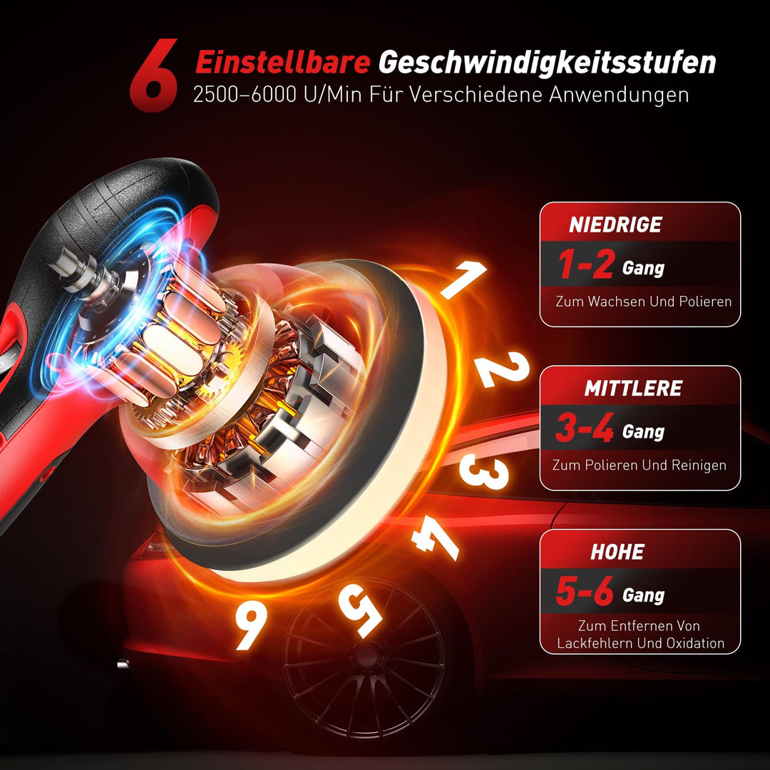 Akku-Exzenterpolierer 6 Zoll kabellos 2x21V mit Tragetasche - Bild 4
