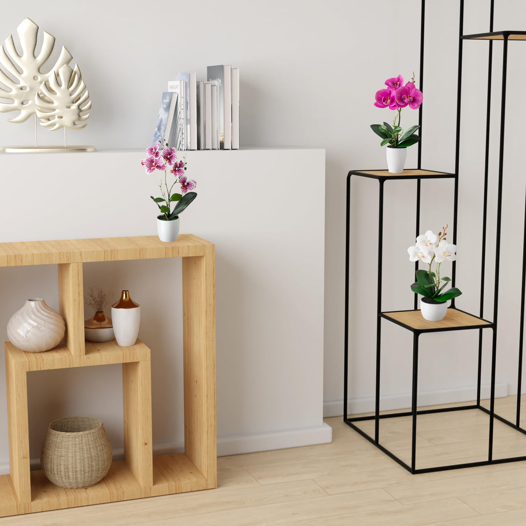 Kunstorchideen im Keramiktopf 35cm 3er Set Weiß-Rosé - Bild 6