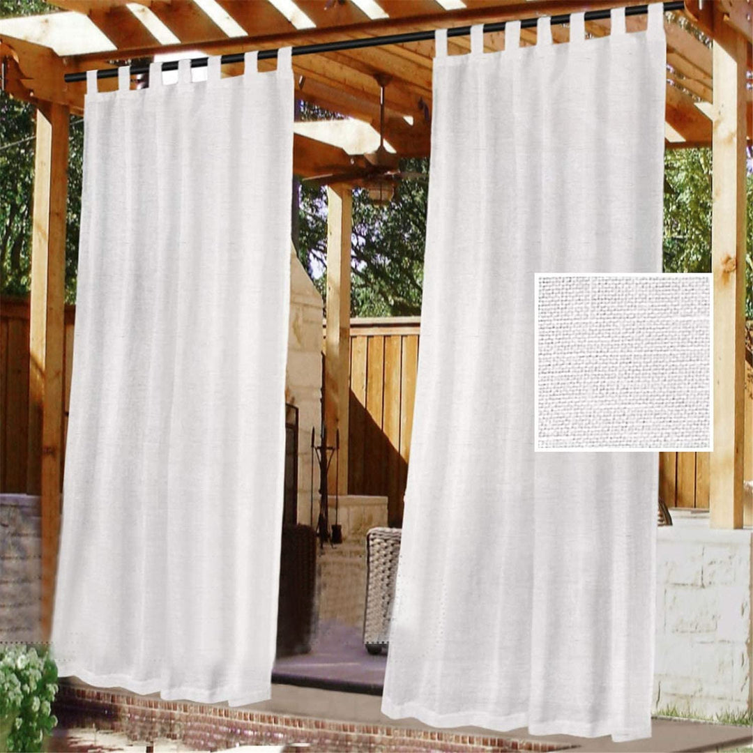 Outdoor-Vorhänge Leinen wasserdicht 132x240 cm 2er-Set Weiss