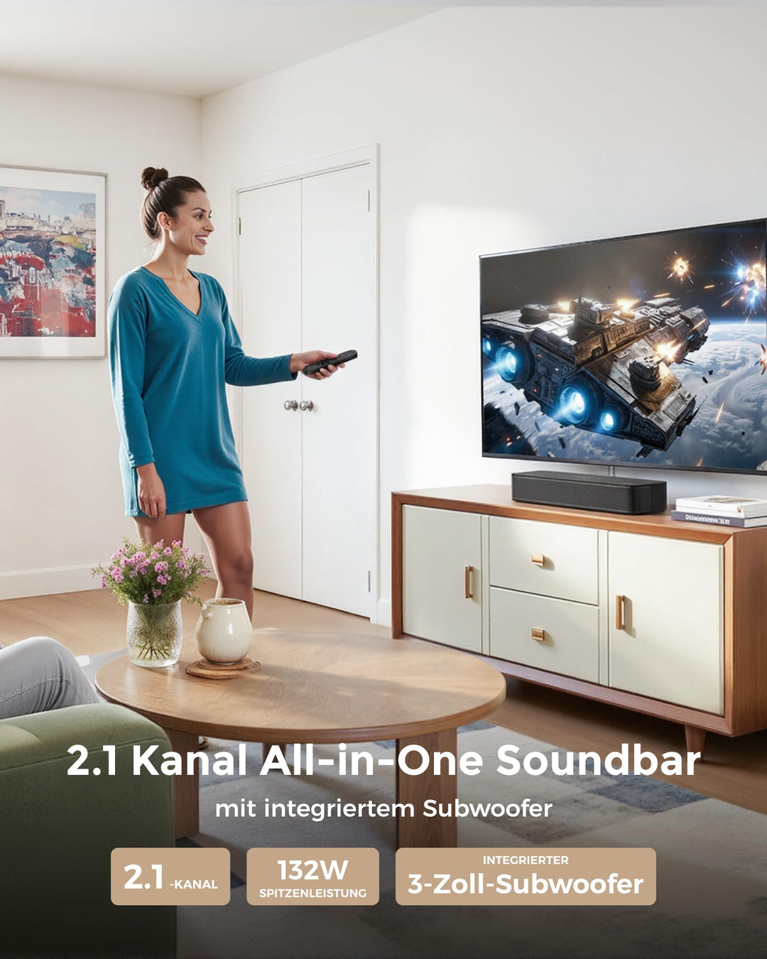 Soundbar 2.1 mit integriertem Subwoofer 132W Bluetooth 5.4 - Bild 2