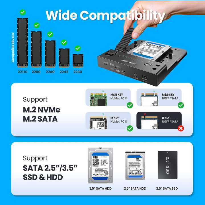 SSD Clone Station NVMe M.2 SATA 2,5"/3,5" USB 3.2 Gen2 - Bild 4