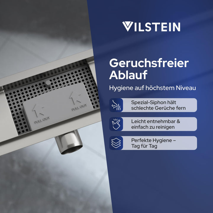 Duschrinne 60 cm befliesbar Edelstahl mit Siphon und Haarsieb - Bild 3