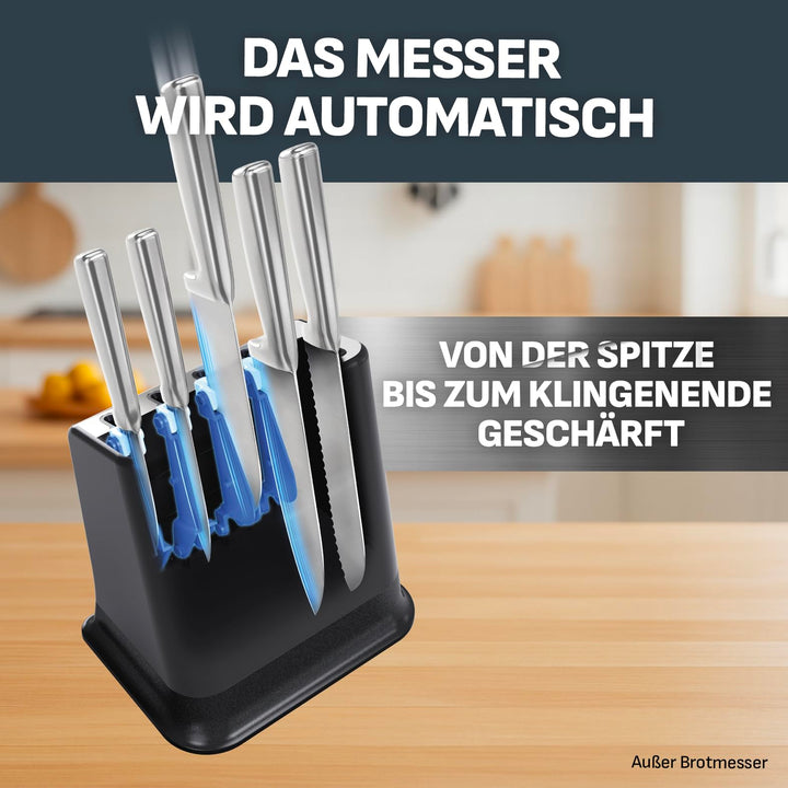 Messerblock mit Selbstschärfung 5-teilig Edelstahl schwarz - Bild 6