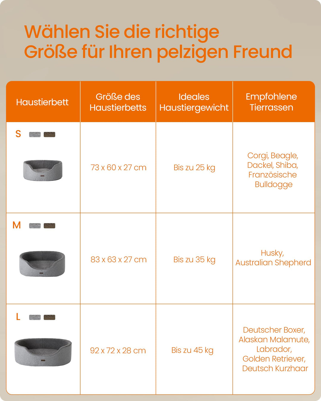 Hundebett mit Wendekissen und hohem Rand, 73x60x27 cm, Grau - Bild 8