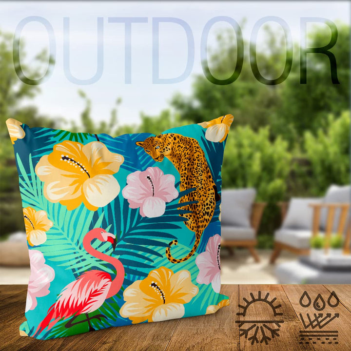 Kissenbezug Outdoor Flamingo Leopard Hibiskus wasserabweisend 60x60 cm - Bild 4