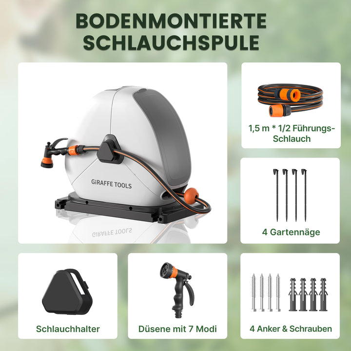 Schlauchtrommel Bodenmontage 30m ausziehbar 360° schwenkbar - Bild 2