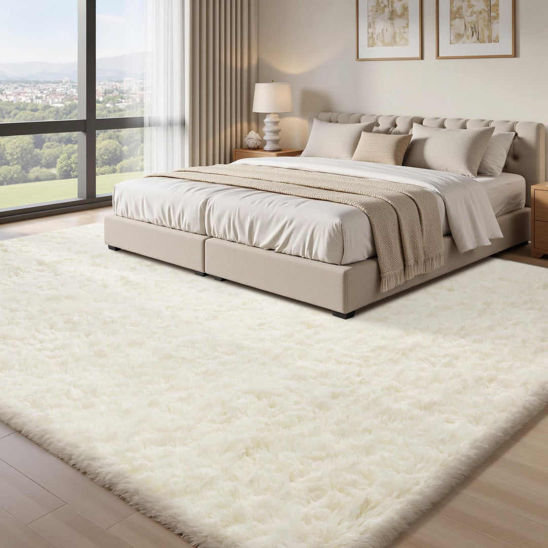 Hochflor Teppich Creme 160x230 cm flauschig weich rutschfest - Bild 8