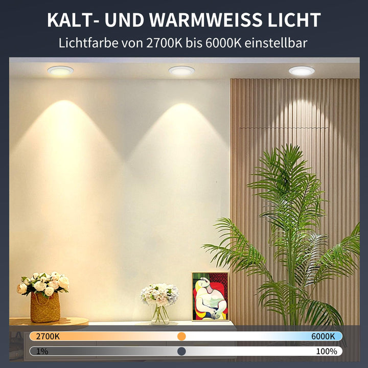 Einbaustrahler LED Smart 7W 230V dimmbar 2700-6000K 6er-Set - Bild 4