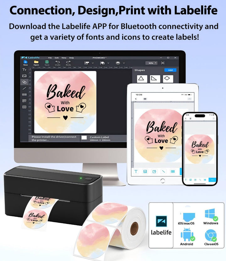 Etikettendrucker Bluetooth Thermodruck 4x6 für DHL Versand - Bild 3