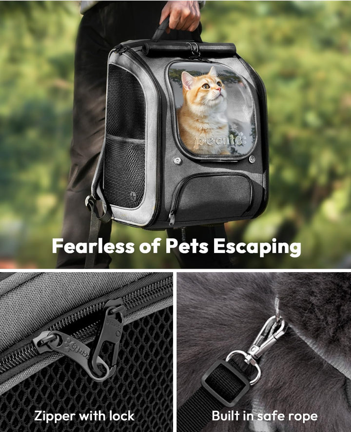 Haustier-Rucksack Katze Hund bis 5 kg mit Sichtfenster Grau - Bild 5