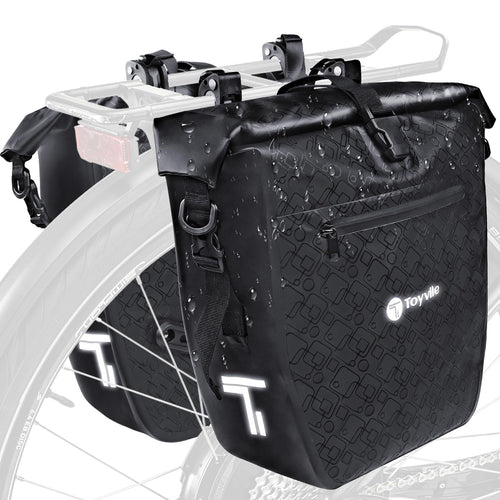 Gepäckträgertaschen Fahrrad 2er-Set wasserdicht 2x32L mit Reflektor